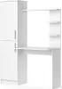 A white desk with a tall cabinet and shelves, photographed in a studio setting against a white background. Produktbild-Vorschau