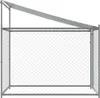 A grey metal dog kennel with a slanted roof. Produktbild-Vorschau