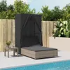 vidaXL Doppel-Sonnenliege mit Dach und Vorhängen Grau Poly Produktbild-Vorschau 2