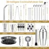30-delige cocktailmixerset 750 ml van roestvrij staal met Productafbeelding-voorbeeld 3