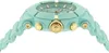 Close-up side view of a teal and gold analog watch. Produktbild-Vorschau