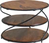 A three-tiered wooden serving stand with a black metal frame. Produktbild-Vorschau