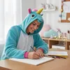 Onesie Kigurumi Pyjama Kostüm für Erwachsene Blaues Einhorn Produktbild-Vorschau 5