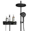A black shower system with a shelf holding toiletries, displayed against a white background. Anteprima dell’immagine prodotto