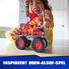 A child is playing with a red toy fire truck. Produktbild-Vorschau