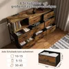 A dresser with 8 drawers, with text overlays indicating its storage capacity and dimensions of a drawer. Náhľad obrázku produktu