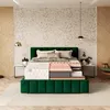 A cutaway view of a mattress on a bed frame, showcasing its layers. Produktbild-Vorschau