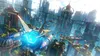 A futuristic city with flying vehicles and tall buildings. Produktbild-Vorschau