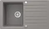 A top-down view of a gray kitchen sink with a drain and a drying rack. Náhled obrázku produktu