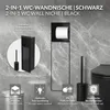 A bathroom wall niche with a toilet paper holder and toilet brush, featuring product benefits. Podgląd zdjęcia produktu