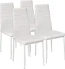 Four white dining chairs arranged in a row against a white background. Náhled obrázku produktu