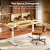 A modern home office setup with a standing desk, monitors, and a chair. Produktbild-Vorschau