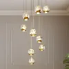 Lucande LED-Hängelampe Hayley, Ø 40 cm, 9-flg., gold, Glas Produktbild-Vorschau 9