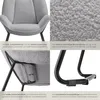 A collage of four images showcasing a gray armchair, its fabric texture, and its metal frame. Náhled obrázku produktu