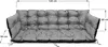 A gray tufted cushion for a swing or bench, with dimensions indicated by measurement lines and text. Anteprima dell’immagine prodotto