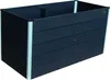 A dark gray rectangular planter box with silver corner supports, shown from a slightly elevated front-left angle against a white background. Produktbild-Vorschau