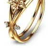 Damen-Ring, floraler Doppelschicht-Schmuck, funkelnder Produktbild-Vorschau 3
