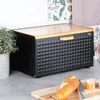 Capiente portapane nero in legno e metallo, con apertura Anteprima dell’immagine prodotto 3