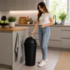 Abfalleimer Schwingdeckeleimer Mülleimer 50 Liter Schwarz Produktbild-Vorschau