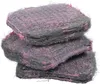 A stack of three steel wool pads with pink abrasive material. Anteprima dell’immagine prodotto