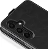 Close-up of the back of a black smartphone case, showing the camera cutout and stitching detail. Produktbild-Vorschau
