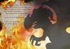 A silhouette of a dragon is superimposed over a background of flames and dark smoke. Text is present on the left side of the image. Voir les images du produit