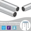 Marketing image showing aluminum tubes and a shower stool with feature icons. Náhľad obrázku produktu