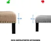 Two upholstered stools are shown side-by-side, with measurements indicating the thickness of their seat cushions. Produktbild-Vorschau