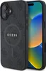 A black iPhone case with a textured pattern and the Guess logo is shown next to an iPhone. Podgląd zdjęcia produktu