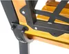 A close-up view of the connection point between the wooden seat and the black metal frame of a garden bench. Anteprima dell’immagine prodotto
