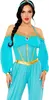 A woman wearing a blue and gold oriental-style costume, likely a Princess Jasmine costume. Produktbild-Vorschau