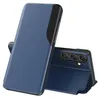 A blue flip case for a smartphone is shown, with the phone's camera array visible. Anteprima dell’immagine prodotto