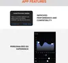 App features including firmware update, performance and compatibility improvements, and personalized EQ experience. Produktbild-Vorschau