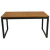 A rectangular outdoor dining table with a slatted wooden top and a black metal frame, shown against a white background. Produktbild-Vorschau