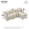 A diagram showing the dimensions of a sectional sofa. Voir les images du produit