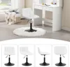 A white textured vanity stool is placed on a white fluffy rug in front of a white vanity. Produktbild-Vorschau