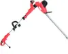 A red and silver electric hedge trimmer with a telescopic pole, shown against a white background. Produktbild-Vorschau