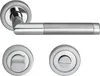 A set of door handles and related hardware, including a lever handle, a privacy lock, and a standard lock mechanism, all displayed against a white background. Produktbild-Vorschau