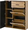 A shoe cabinet with one drawer and multiple flip-down shoe compartments, shown with the left door open. Produktbild-Vorschau