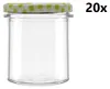 A clear glass jar with a checkered lid, shown in isolation against a white background. Produktbild-Vorschau