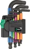 A set of L-shaped hex keys with color-coded handles, held in a black plastic organizer. Anteprima dell’immagine prodotto