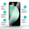 A screen protector is shown being applied to a smartphone screen, with various features highlighted by text and icons. Produktbild-Vorschau