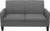 A front view of a dark gray two-seater sofa. Náhled obrázku produktu