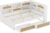 A white multifunctional bed with storage drawers and shelves. Produktbild-Vorschau