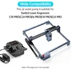 A laser engraver and its air assist pump accessory are shown against a white background, with text highlighting compatibility. Náhľad obrázku produktu