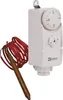 A white analog thermostat with a copper temperature probe and red coiled wire is shown against a white background. Podgląd zdjęcia produktu