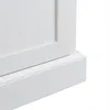 A close-up view of the bottom corner of a white wooden cabinet or sideboard. Anteprima dell’immagine prodotto