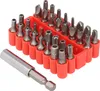 A set of screwdriver bits and a magnetic holder arranged in a red plastic organizer. Anteprima dell’immagine prodotto