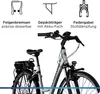 A product image of an electric bicycle with feature callouts. Produktbild-Vorschau