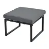 A gray upholstered ottoman with a black metal frame is shown against a white background. Voir les images du produit
